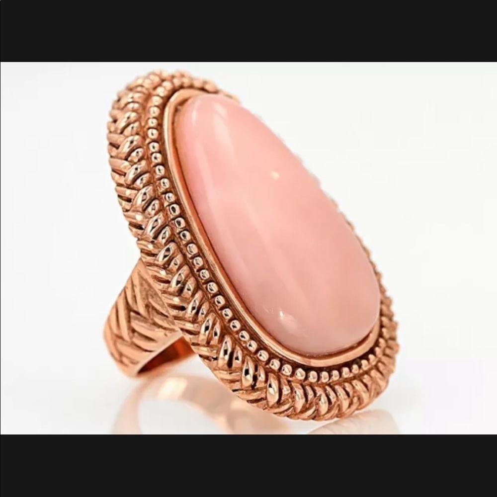 Pink Peruvian Opal Copper Ring Size 5 - image 1